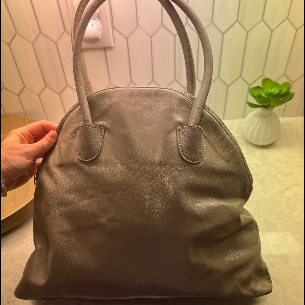 Badgely Mischka leather purse. Taupe